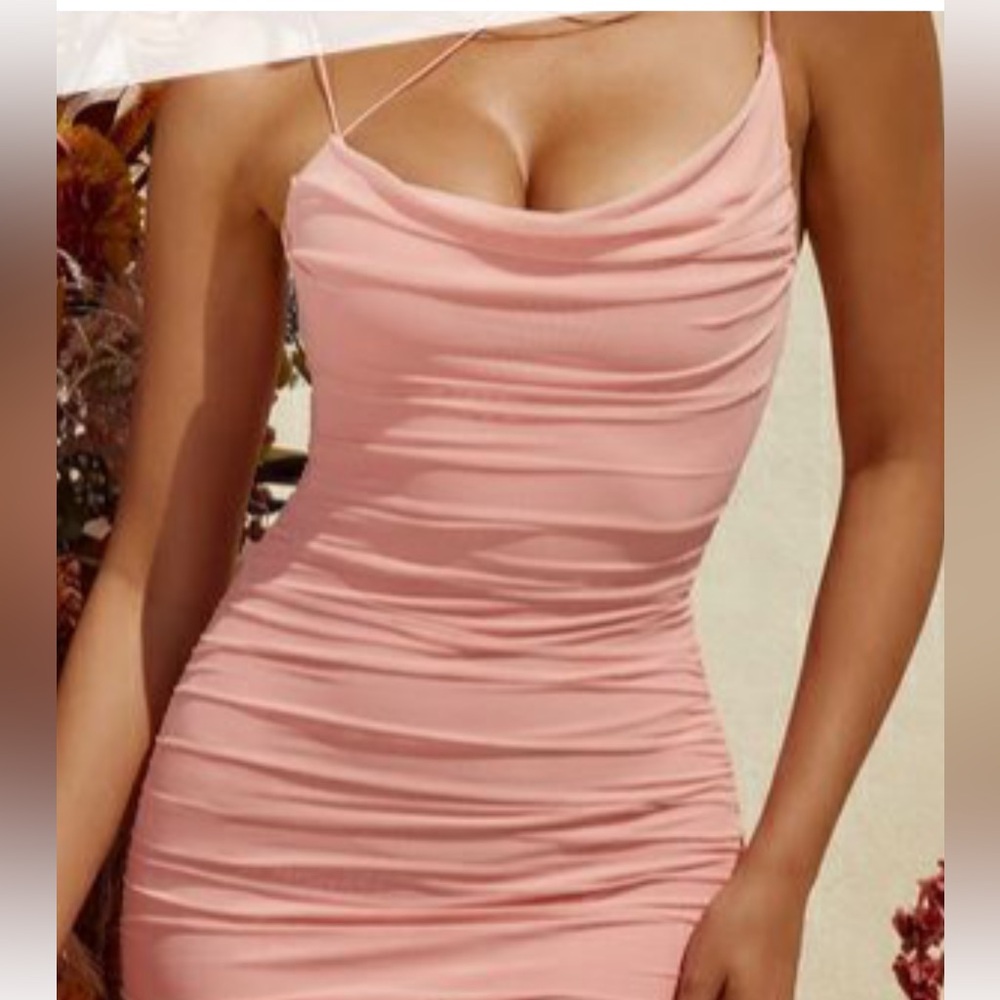 Oh Polly Blush Pink Midi Dress